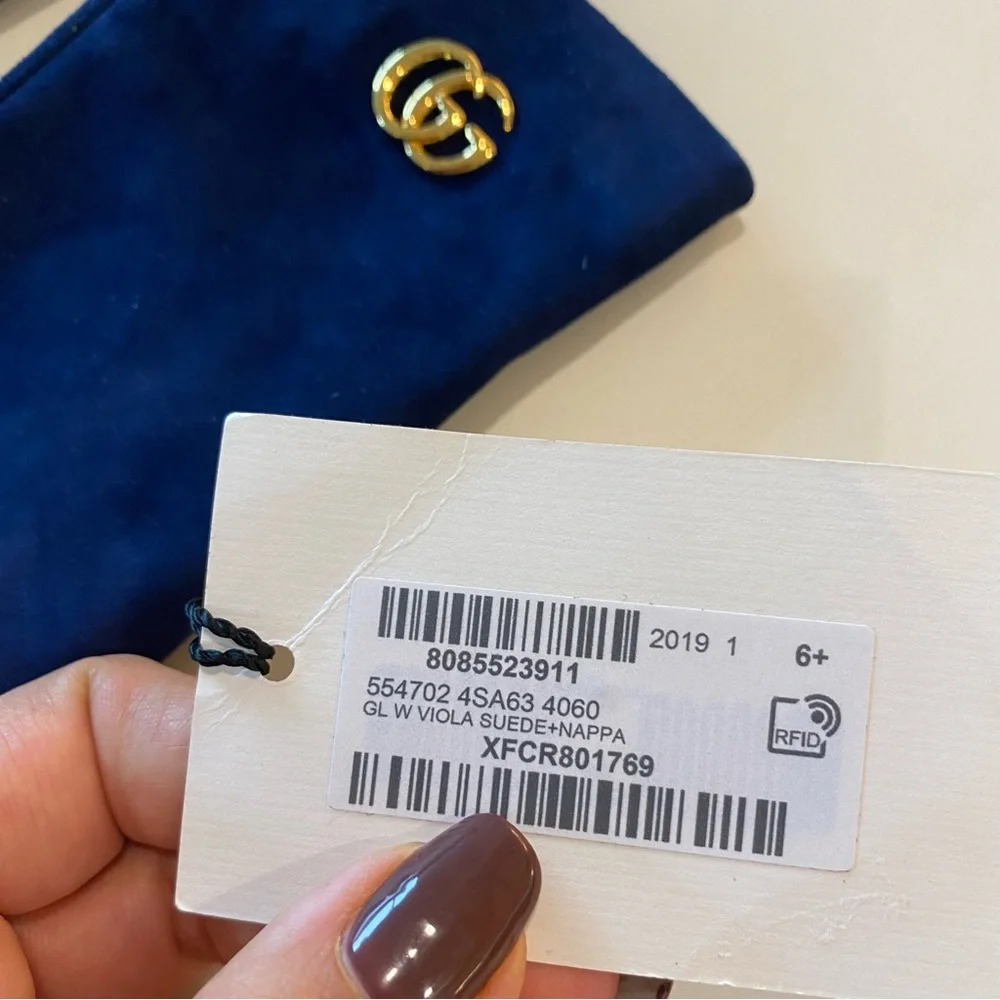 Gucci Marmont Logo Suede & Leather Gloves